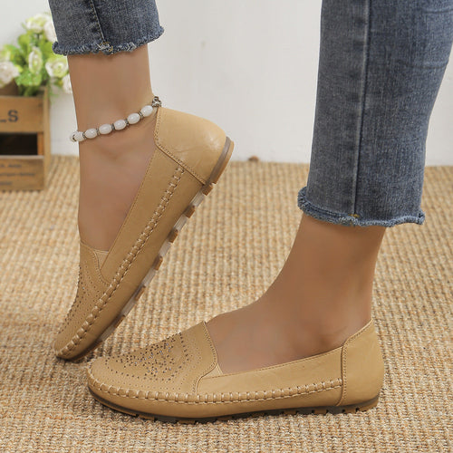 Handmade Stitching Gommino Solid Color Women Shoes