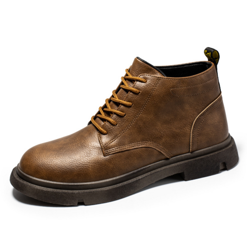 Men's Shoes High-top Sleeve Men's Leather Boots Cowhide British Retro
