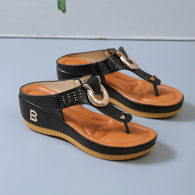 Low-Wedge Women Orthopedic Sandals Casual Flat Shoes Flip Flops Ladies