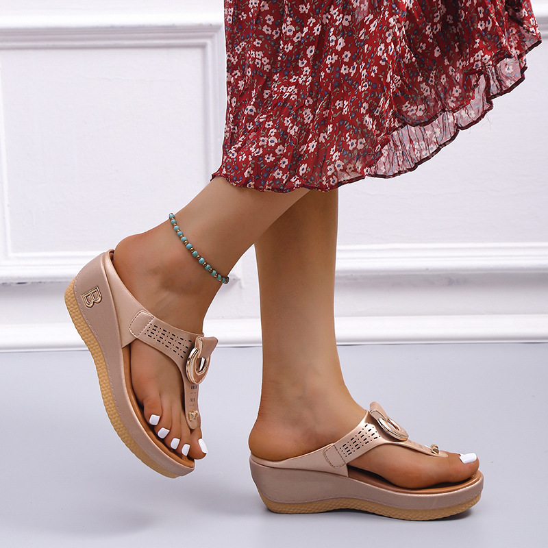Low-Wedge Women Orthopedic Sandals Casual Flat Shoes Flip Flops Ladies