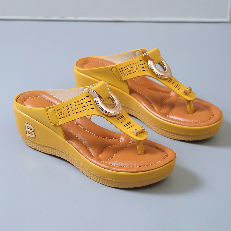 Low-Wedge Women Orthopedic Sandals Casual Flat Shoes Flip Flops Ladies
