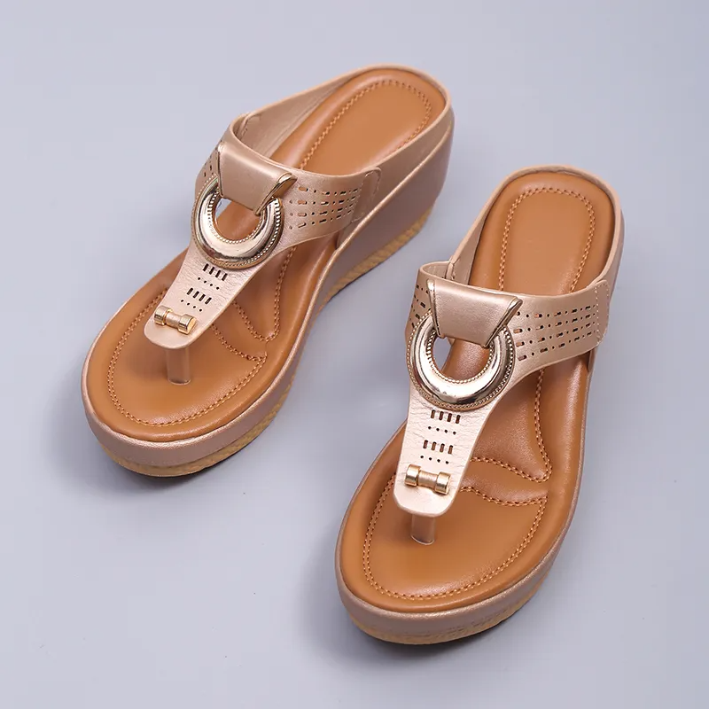 Low-Wedge Women Orthopedic Sandals Casual Flat Shoes Flip Flops Ladies