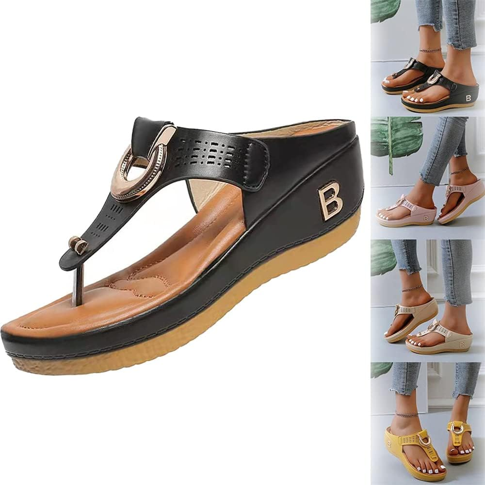 Low-Wedge Women Orthopedic Sandals Casual Flat Shoes Flip Flops Ladies