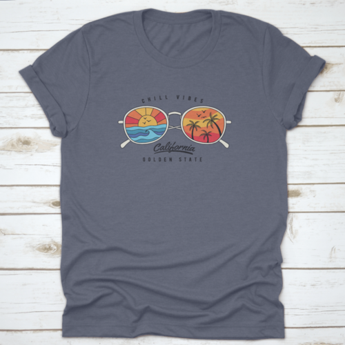 Summer Sun Glasses With Tropical Beach, Plam Tree, Sunset In