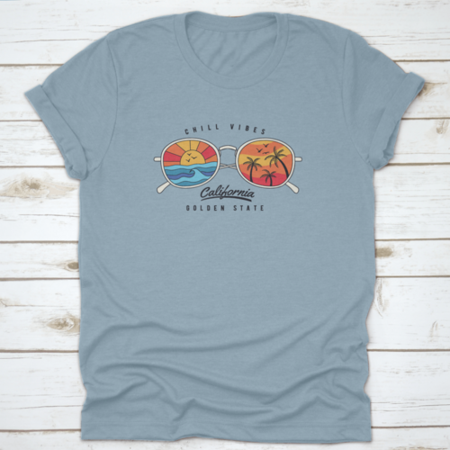 Summer Sun Glasses With Tropical Beach, Plam Tree, Sunset In
