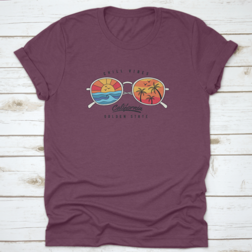Summer Sun Glasses With Tropical Beach, Plam Tree, Sunset In