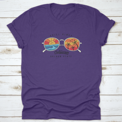 Summer Sun Glasses With Tropical Beach, Plam Tree, Sunset In
