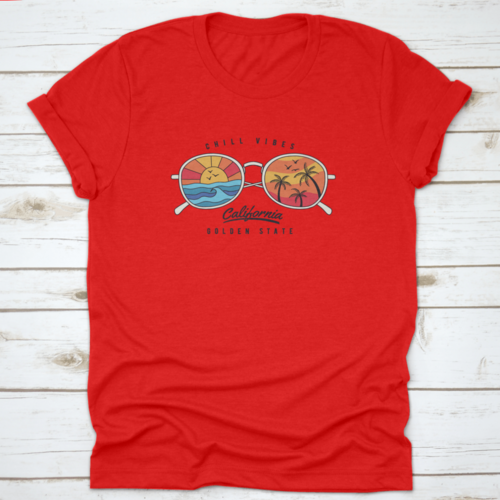 Summer Sun Glasses With Tropical Beach, Plam Tree, Sunset In