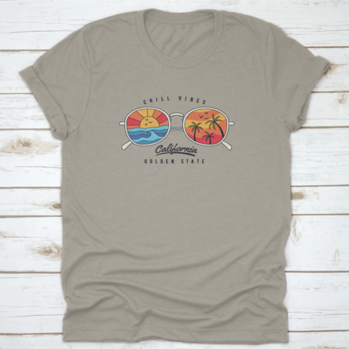 Summer Sun Glasses With Tropical Beach, Plam Tree, Sunset In