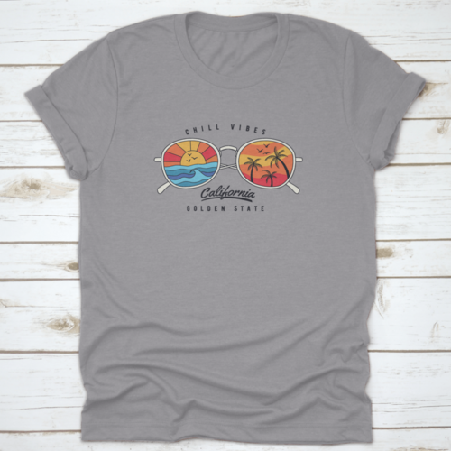 Summer Sun Glasses With Tropical Beach, Plam Tree, Sunset In