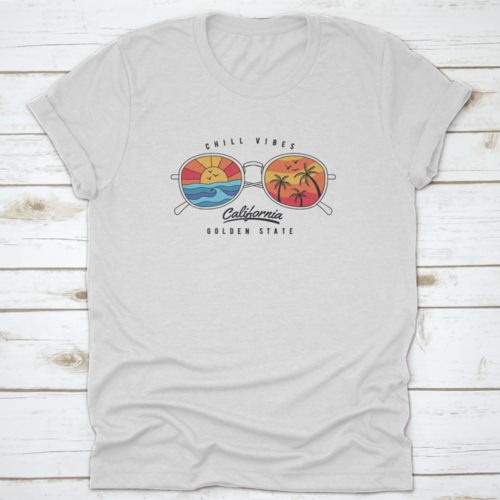 Summer Sun Glasses With Tropical Beach, Plam Tree, Sunset In