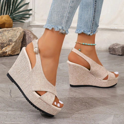 DOGHC 2024 NEW Size 35-43 Shoes for Women Ankle Buckle Wedges Sandals
