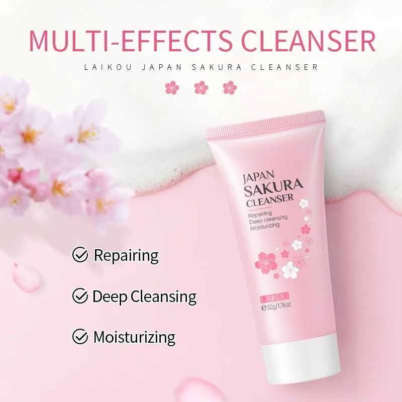 Sakura Cleanser Rich Foam Deep Clean Remove Grease Improve Oily Face