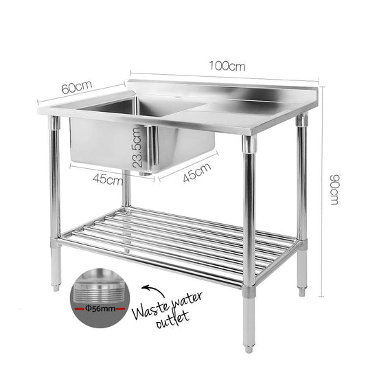 Cefito 100x60cm Stainless Steel Sink Bench Kitchen 304. Only Australia