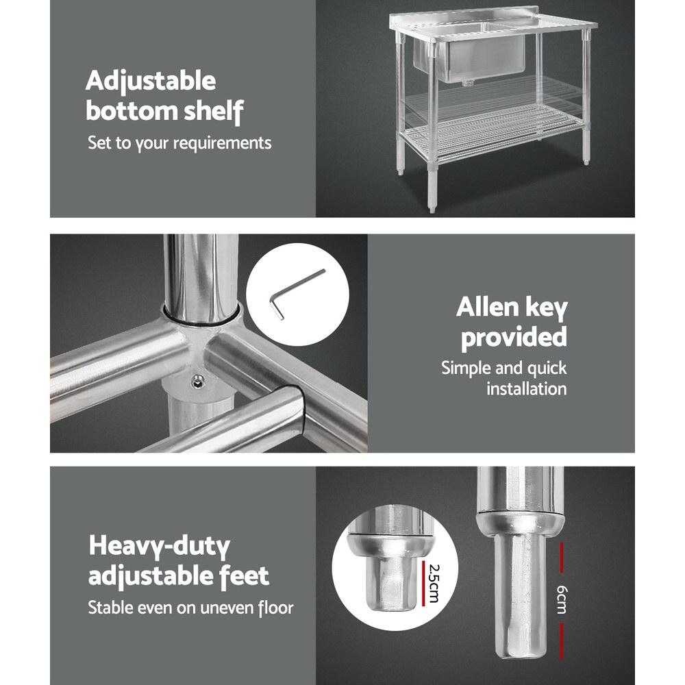 Cefito 100x60cm Stainless Steel Sink Bench Kitchen 304. Only Australia