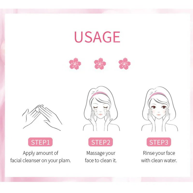 Sakura Cleanser Rich Foam Deep Clean Remove Grease Improve Oily Face