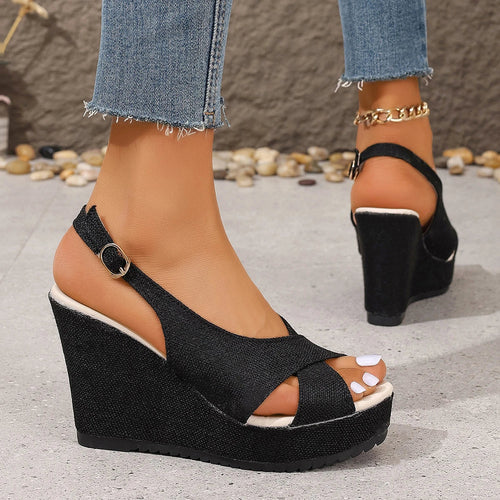 DOGHC 2024 NEW Size 35-43 Shoes for Women Ankle Buckle Wedges Sandals