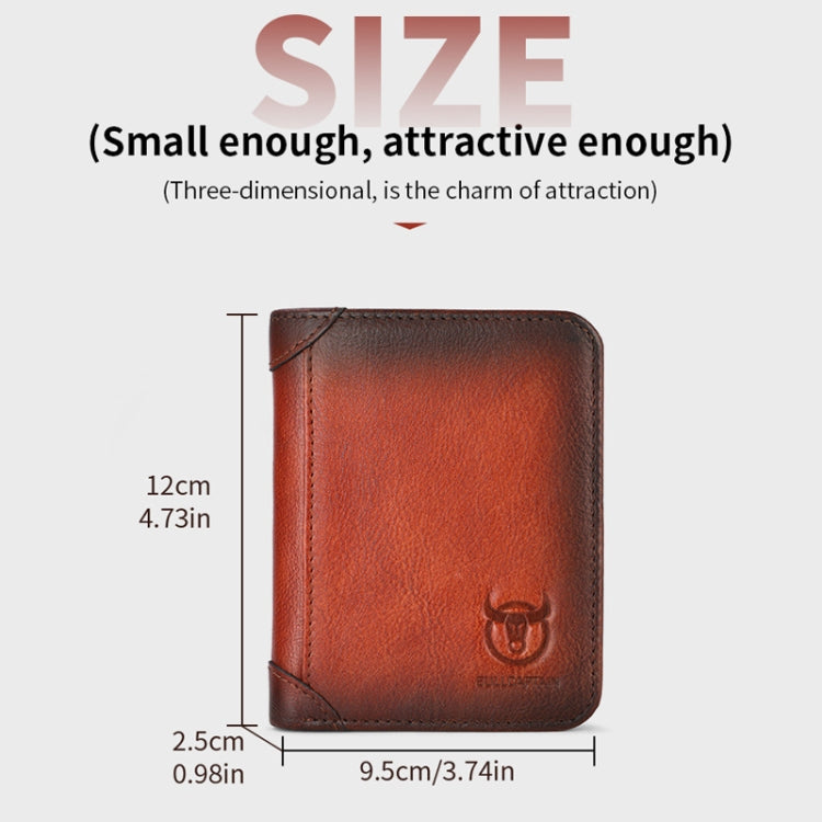 Bull Captain Men Wallet First-layer Cowhide Coin Clip RFID Retro