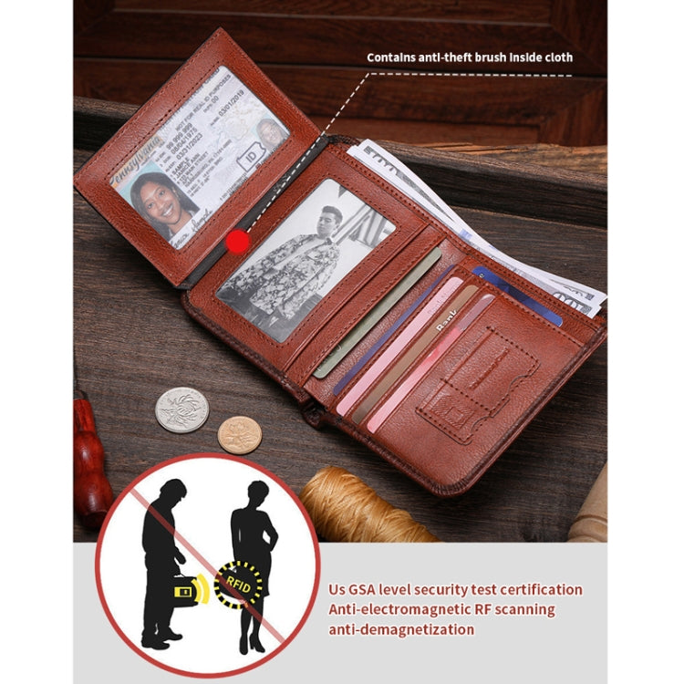Bull Captain Men Wallet First-layer Cowhide Coin Clip RFID Retro
