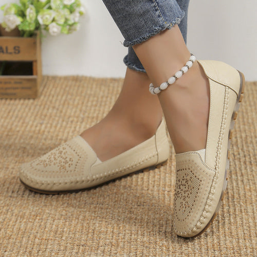 Handmade Stitching Gommino Solid Color Women Shoes