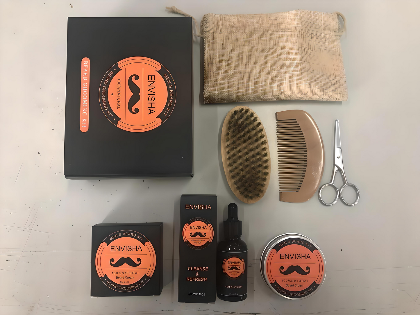 ENVISHA™ – 6-Piece Beard Grooming Kit for Men