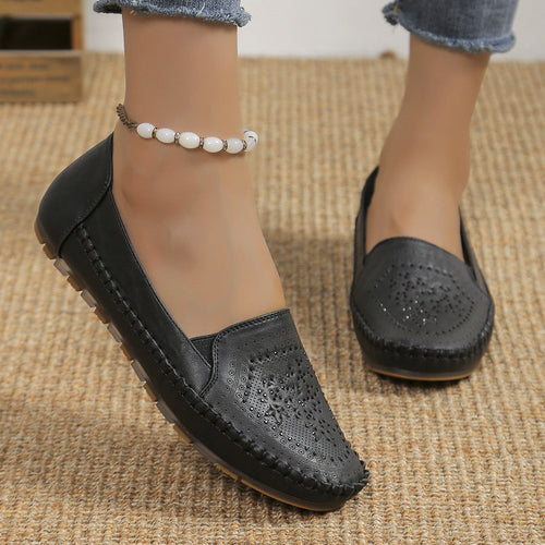 Handmade Stitching Gommino Solid Color Women Shoes