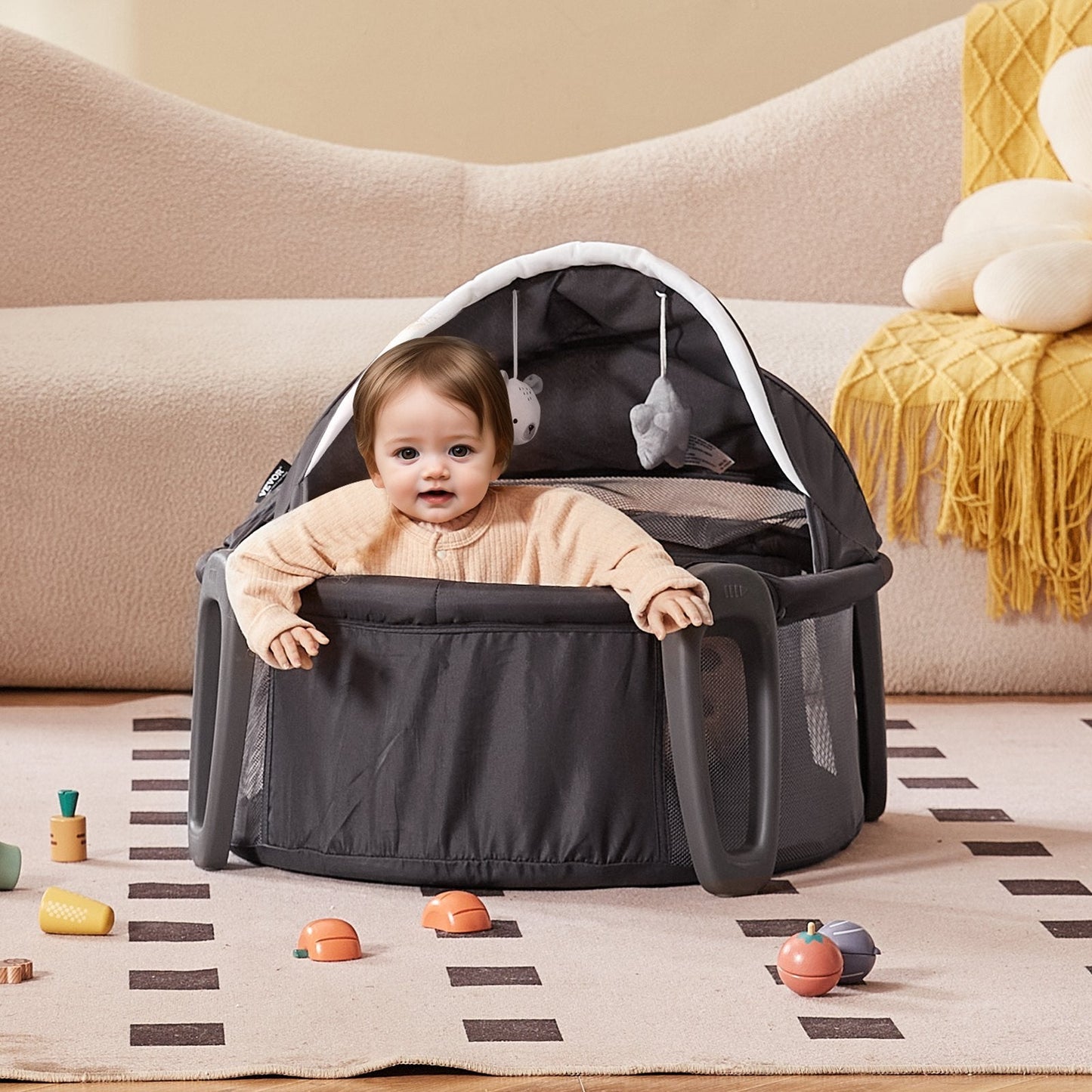 Portable Baby Bassinet On-The-Go Folding Baby Dome With Canopy And