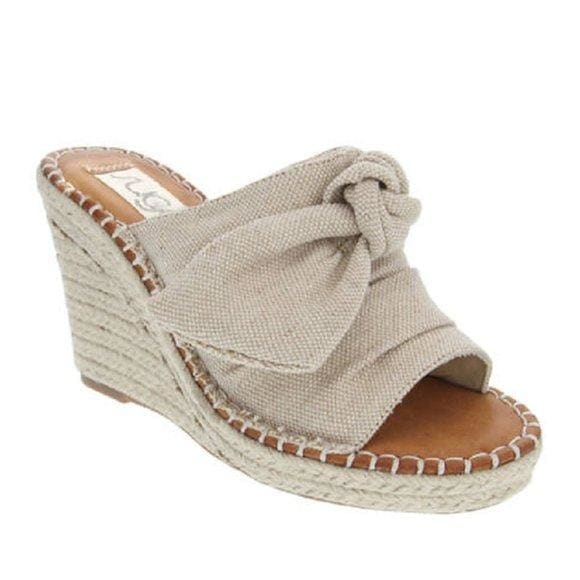 Womens Sandals - High Heel Slip-on Wedge Shoes