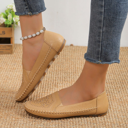 Handmade Stitching Gommino Solid Color Women Shoes