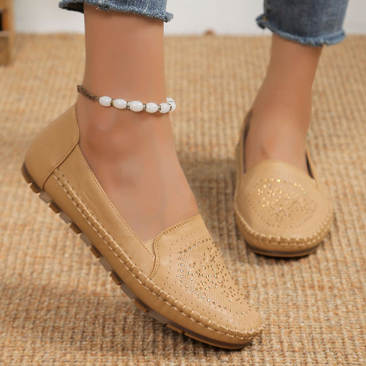 Handmade Stitching Gommino Solid Color Women Shoes