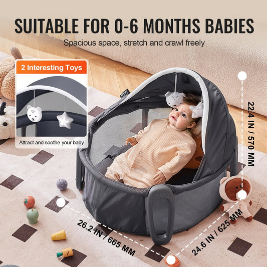 Portable Baby Bassinet On-The-Go Folding Baby Dome With Canopy And