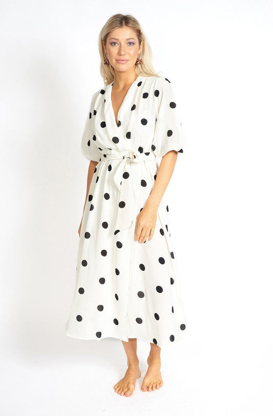 Athens Modest Cut Polka Dot Maxi Dress | vestidos de macy's