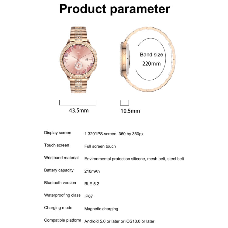 AK53 IP67 BT5.2 1.32inch Smart Watch Support Voice Call / Health