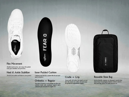 Men's High Arch Firm Support All-In-One White Walking Shoes, Comfort
