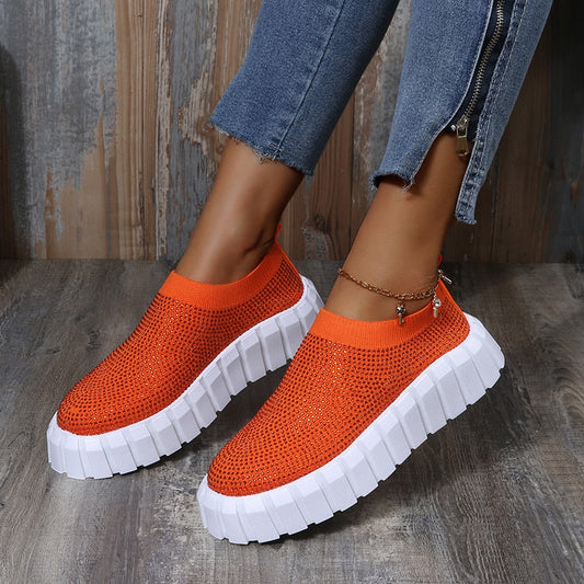2025 Bling Bling Female Mesh Platform Vulcanized Shoes