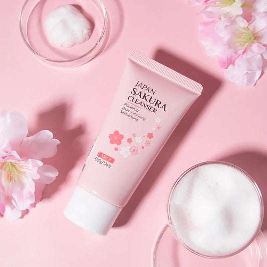 Sakura Cleanser Rich Foam Deep Clean Remove Grease Improve Oily Face