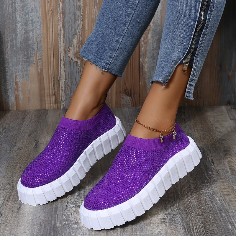 2025 Bling Bling Female Mesh Platform Vulcanized Shoes