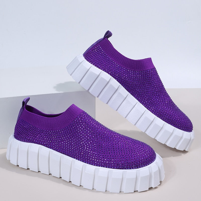 2025 Bling Bling Female Mesh Platform Vulcanized Shoes