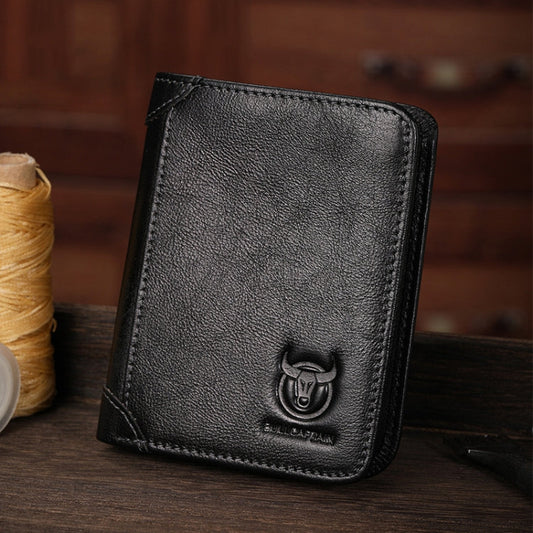 Bull Captain Men Wallet First-layer Cowhide Coin Clip RFID Retro