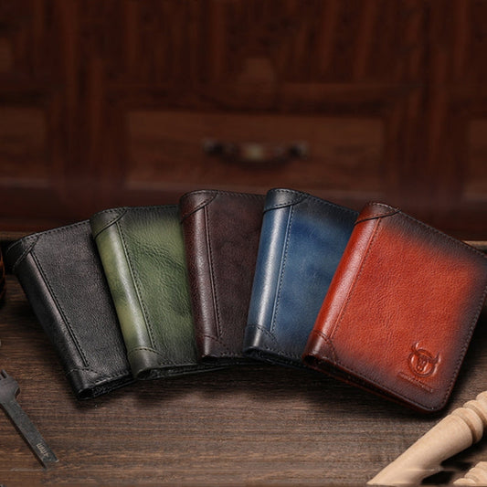 Bull Captain Men Wallet First-layer Cowhide Coin Clip RFID Retro