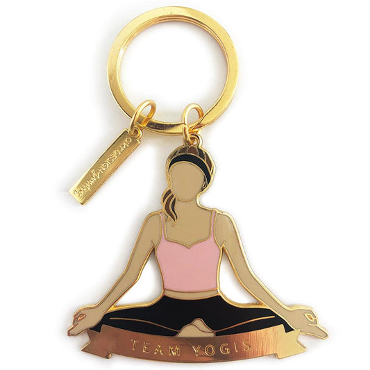 Yoga Meditation Spiritual Keychain - Brown Hair